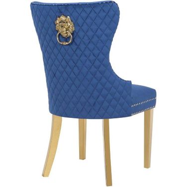 Simba Gold 2 Piece Dining Chair Finish With Velvet Fabric In Navy