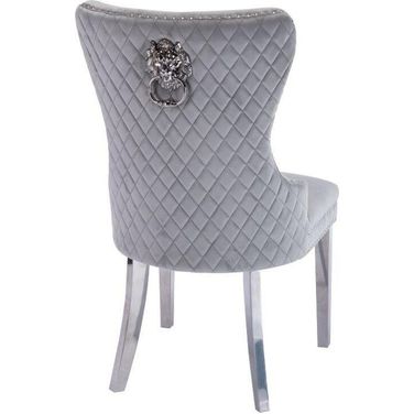 Simba Stainless Steel 2 Piece Chair Finish With Velvet Fabric In Light Gray