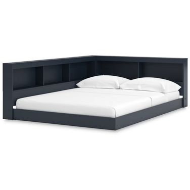 Simmenfort Full Bookcase Storage Bed In Navy Blue