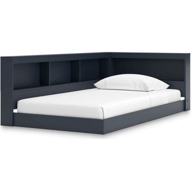 Simmenfort Twin Bookcase Storage Bed In Navy Blue