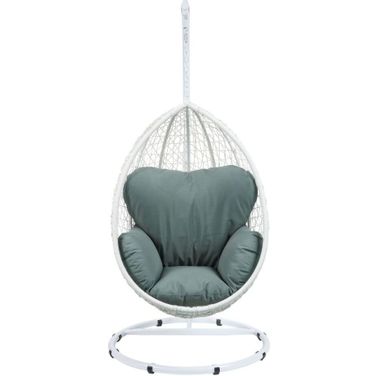 Simona White Wicker Patio Swing Chair with Stand