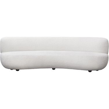 Simone Curved Sofa in White Faux Sheepskin Fabric