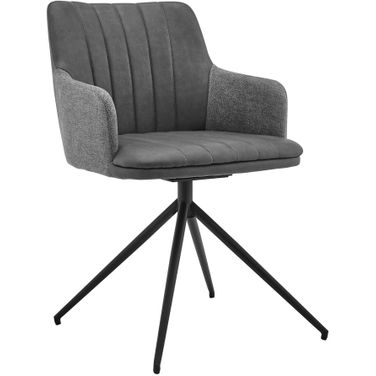 Simone Modern Faux Leather and Fabric Metal Swivel Dining Room Chair Set of 2