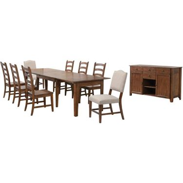 Simply Brook Amish Brown 10 Piece Rectangular Extendable Dining Set