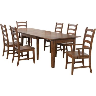 Simply Brook Amish Brown 7 Piece Rectangular Extendable Table Dining Set