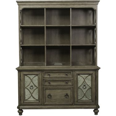 Simply Elegant Credenza and Hutch Set In Heathered Taupe