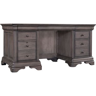 Sinclair 68 Inch Executive Desk In Grey by Aspenhome | 1StopBedrooms