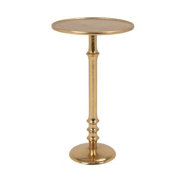 Sinclair Round Metal Pedestal Accent Table In Gold