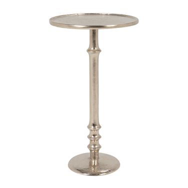 Sinclair Round Metal Pedestal Accent Table In Silver