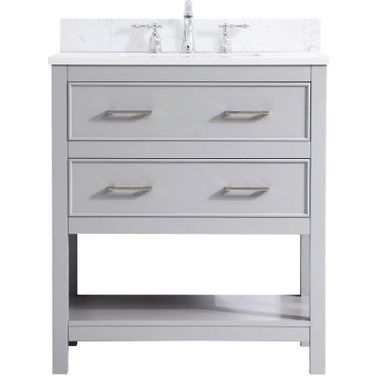 Sinclaire 30 Inch Single Bathroom Vanity In Grey With Backsplash