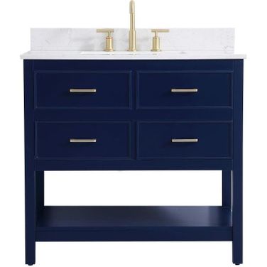 Sinclaire 36 Inch Single Bathroom Vanity In Blue With Backsplash