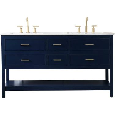 Sinclaire 60 Inch Double Bathroom Vanity In Blue
