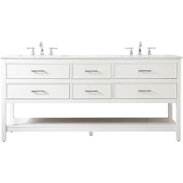 Sinclaire 72 Inch Double Bathroom Vanity In White