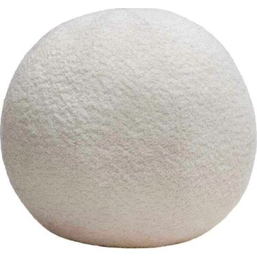 Single 14 Inch Round Accent Pillow Ball In White Faux Shearling