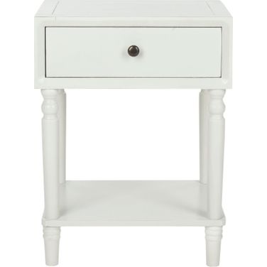 Siobhan Shady White Accent Table with Storage Drawer