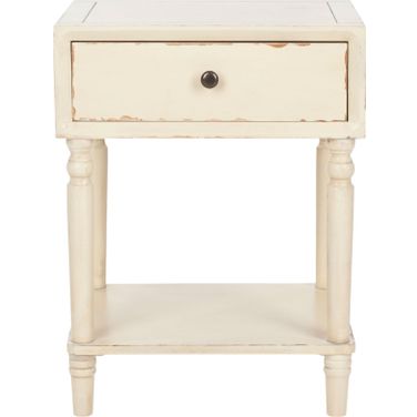 Siobhan Vintage Cream Accent Table with Storage Drawer