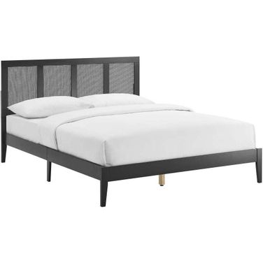 Sirocco Rattan and Wood King Platform Bed In Black