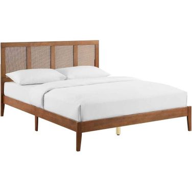 Sirocco Rattan and Wood Queen Platform Bed In Walnut