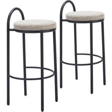 Sisal Barstool Set of 2 In Beige Tweed