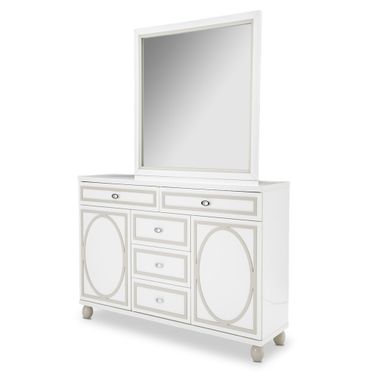 Sky Tower Dresser with Mirror In Cloud White