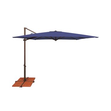 Skye 8.6' Square Umbrella with Cross Bar Stand In Sky Blue and Bronze