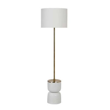 Skye Orchid Floor Lamp In Antique Brass and White
