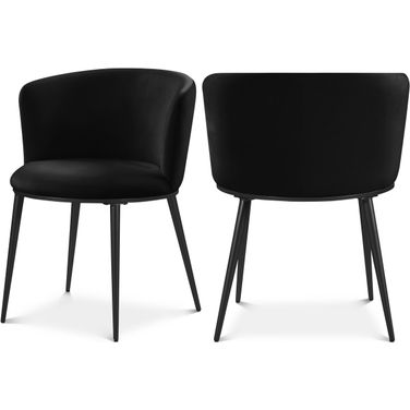 Skylar Velvet Dining Chair Set of 2 In Black/Matte Black