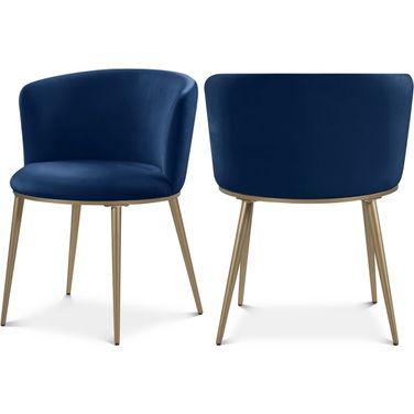 Skylar Velvet Dining Chair Set of 2 In Navy