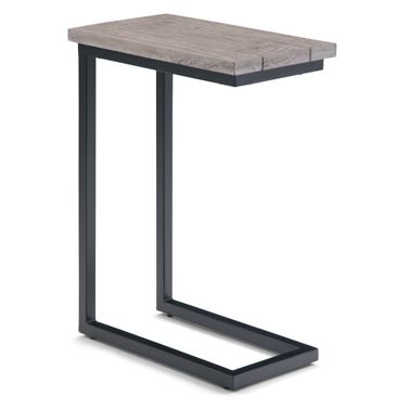 Skyler Solid Mango and Metal C Side Table In Birch and Black