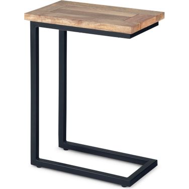 Skyler Solid Mango and Metal C Side Table In Natural and Charcoal