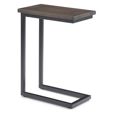 Skyler Solid Mango and Metal C Side Table In Walnut Brown and Black