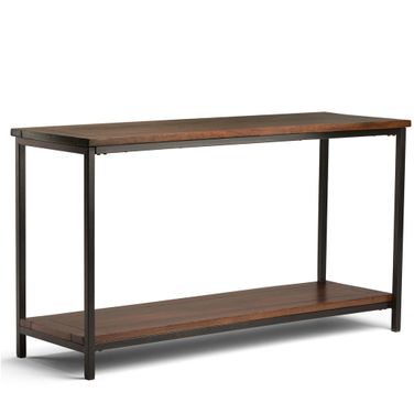 Skyler Solid Mango Wood Console Sofa Table In Dark Cognac Brown