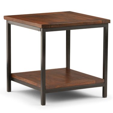 Skyler Solid Mango Wood End Table In Dark Cognac Brown