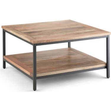 Skyler Solid Mango Wood Square Coffee Table In Natural