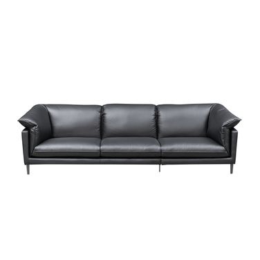 Skyline Dolce 3 Seater Stationary Leather Sofa In Black