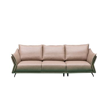 Skyline Giada 3-Seater Leather Sofa with Attached Back Cushion In Beige