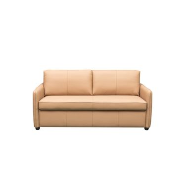 Skyline Leather Smart Queen Sleeper Sofa with Memory Foam Mattress In Camel