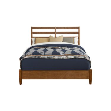 Slat Back Solid Wood King Bed Frame In Brown