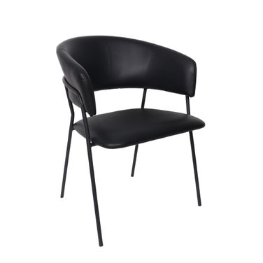 Slate Vegan Leather Metal Armchair Set of 2 In Black