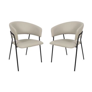 Slate Vegan Leather Metal Armchair Set of 2 In Stone Gray