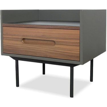 Slater Grey Walnut And Black Ceramic Top Side Table