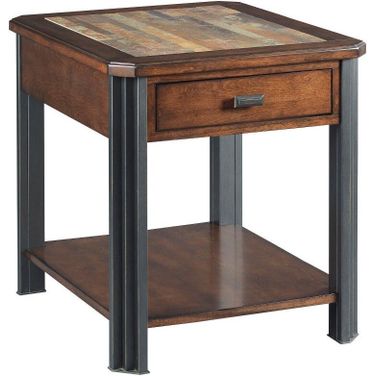 Hamilton Drawer End Table In Warm Mocha