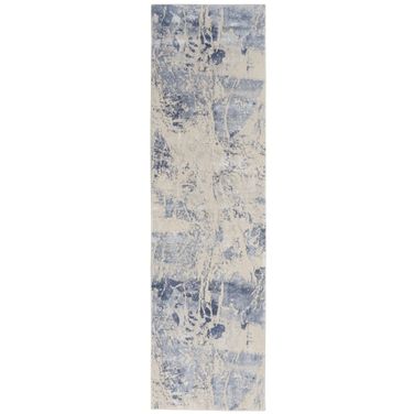 Sleek Textures Blue and Cream 2'2" x 7'6" Runner Area Rug