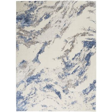 Sleek Textures Blue and Ivory and Grey 7'10" x 10'6" Area Rug