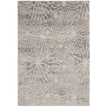 Sleek Textures Ivory and Beige 5'3" x 7'3" Area Rug