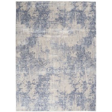 Sleek Textures Ivory and Blue 7'10" x 10'6" Area Rug