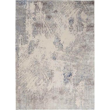 Sleek Textures Ivory and Grey 9'3" x 12'9" Area Rug