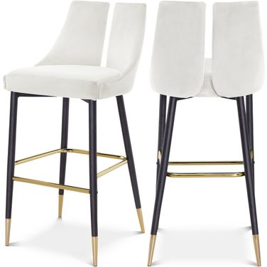 Sleek Velvet Stool Set of 2 In Cream