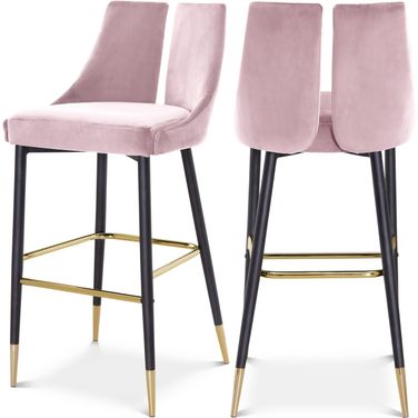 Sleek Velvet Stool Set of 2 In Pink