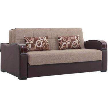 Sleep Plus Upholstered Convertible Sofabed with Storage In Cream/Brown
